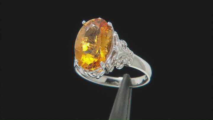 Yellow Citrine Rhodium Over Sterling Silver Solitaire Ring 4.59ct Video Thumbnail