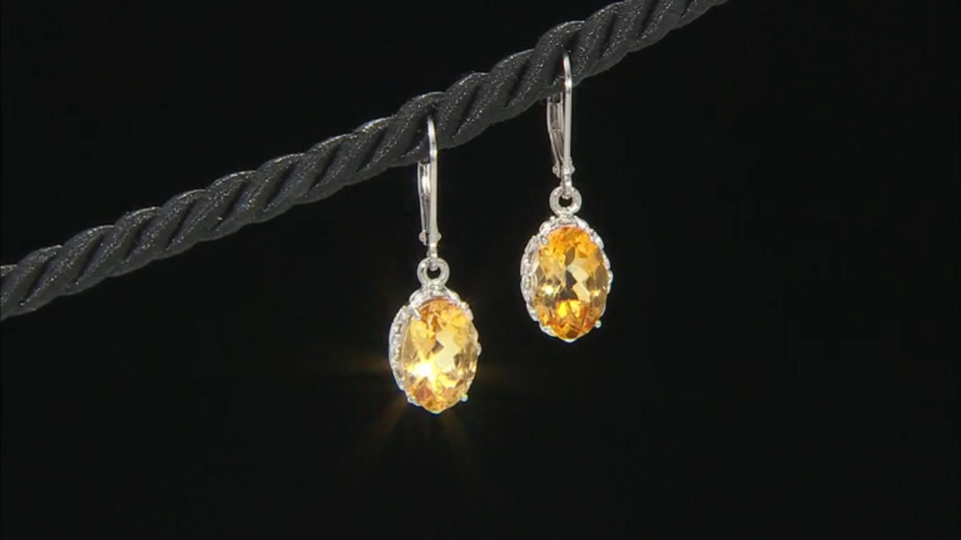 Yellow Citrine Rhodium Over Sterling Silver Dangle Earrings 6.00ctw Video Thumbnail