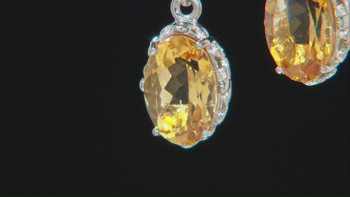 Yellow Citrine Rhodium Over Sterling Silver Dangle Earrings 6.00ctw Video Thumbnail