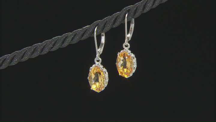 Yellow Citrine Rhodium Over Sterling Silver Dangle Earrings 6.00ctw Video Thumbnail