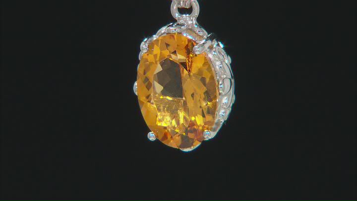 Yellow Citrine Rhodium Over Sterling Silver Pendant With Chain 4.35ct Video Thumbnail