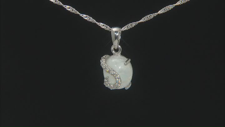 Rainbow Moonstone Rhodium Over Sterling Silver Pendant With Chain Video Thumbnail
