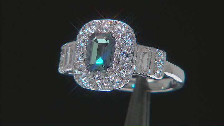Blue Lab Created Alexandrite Rhodium Over Sterling Silver Ring 2.55ctw Video Thumbnail