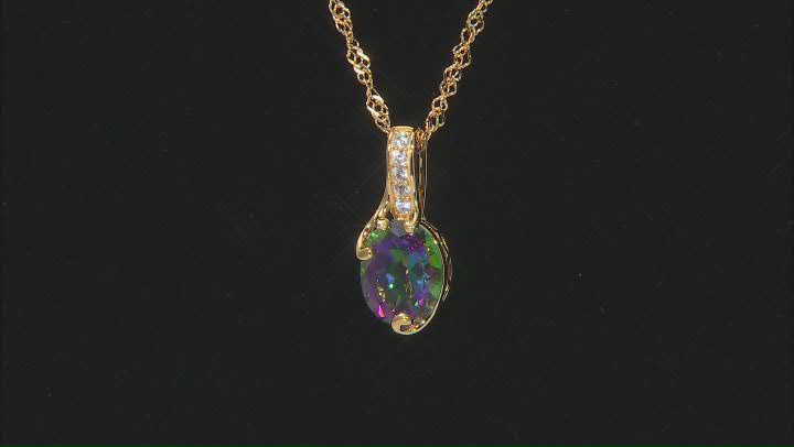 Mystic® Green Topaz Yellow Gold Over Silver Pendant With Chain 2.93ctw Video Thumbnail