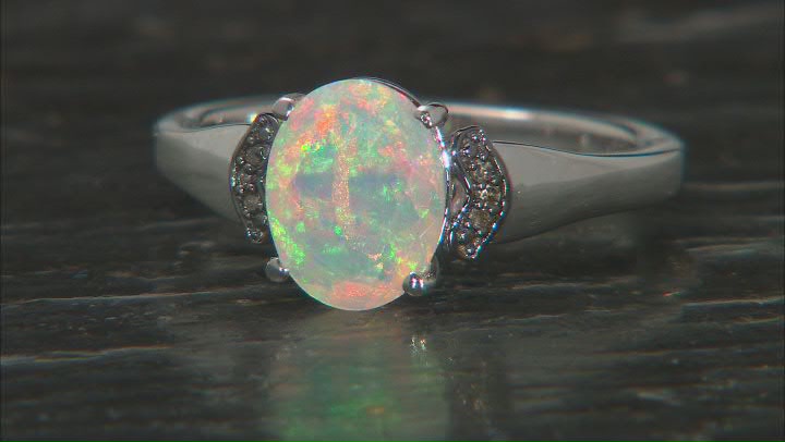 White Ethiopian Opal Rhodium Over Sterling Silver Ring 0.78ctw Video Thumbnail