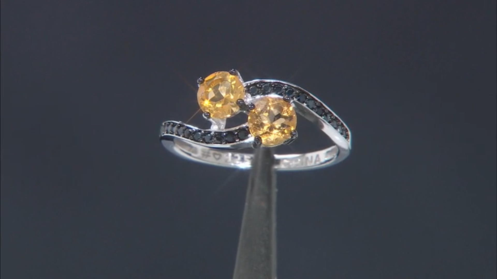 Yellow Citrine Rhodium Over Sterling Silver Bypass Ring 1.36ctw Video Thumbnail
