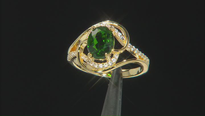 Green Chrome Diopside 18k Yellow Gold Over Sterling Silver Ring 2.04ctw Video Thumbnail