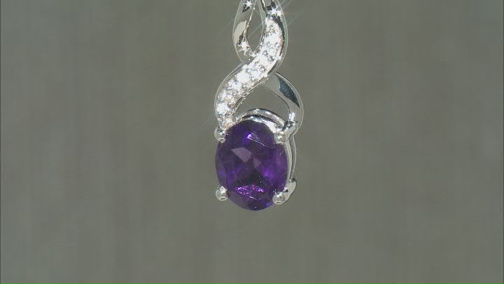 Purple Amethyst Rhodium Over Silver Pendant With Chain 2.21ctw Video Thumbnail