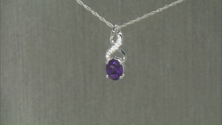 Purple Amethyst Rhodium Over Silver Pendant With Chain 2.21ctw Video Thumbnail