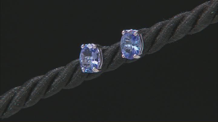 Blue Tanzanite Rhodium Over Sterling Silver Stud Earrings 1.45ctw Video Thumbnail