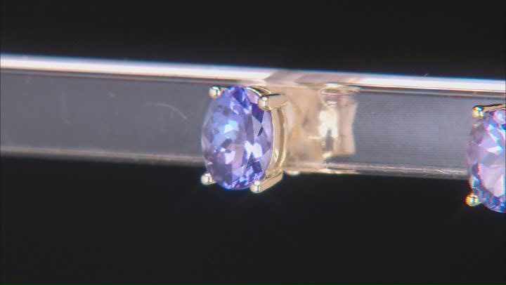 Blue Tanzanite 18k Yellow Gold Over Sterling Silver Stud Earrings 1.45ctw Video Thumbnail