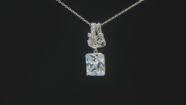 White Cubic Zirconia Rhodium Over Silver Pendant With Chain (7.43ctw DEW) Video Thumbnail