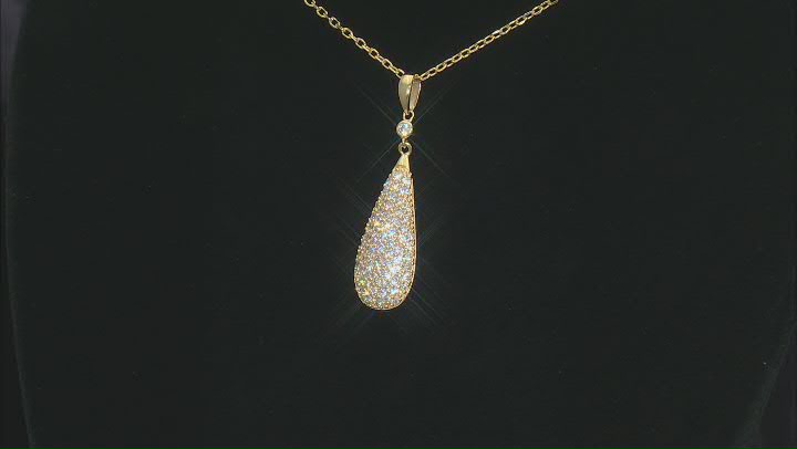 White Cubic Zirconia 18k Yellow Gold Over Sterling Silver Pendant With Forzatina Chain 1.89ctw Video Thumbnail