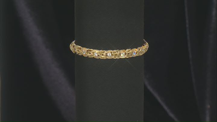 White Cubic Zirconia 18k Yellow Gold Over Sterling Silver Byzantine Bracelet 1.60ctw Video Thumbnail