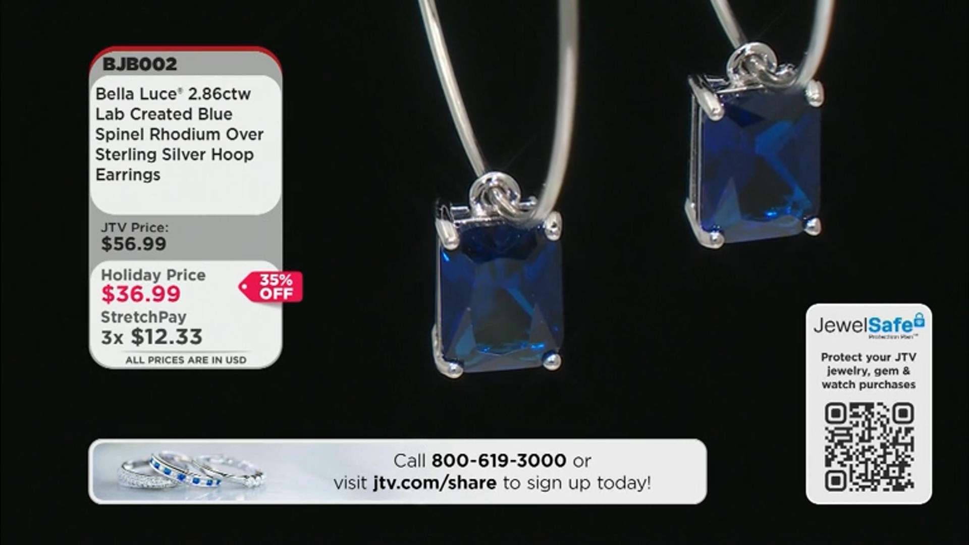 Blue Lab Created Spinel Rhodium Over Sterling Silver Hoops 2.86ctw Video Thumbnail