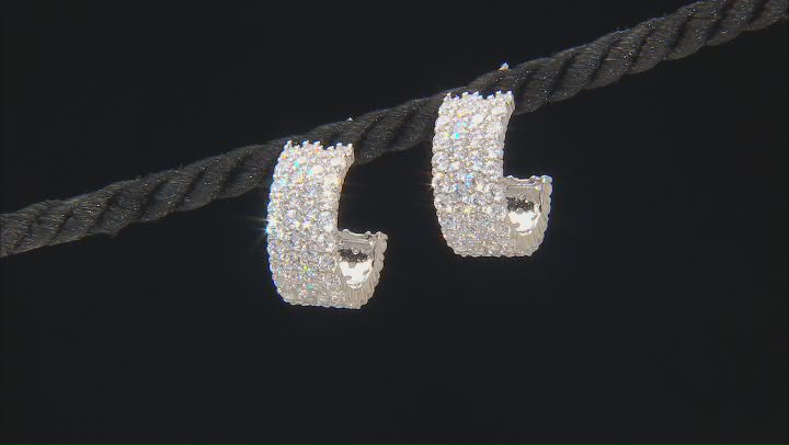 White Cubic Zirconia Rhodium Over Sterling Silver Hoop Earrings 9.67ctw Video Thumbnail