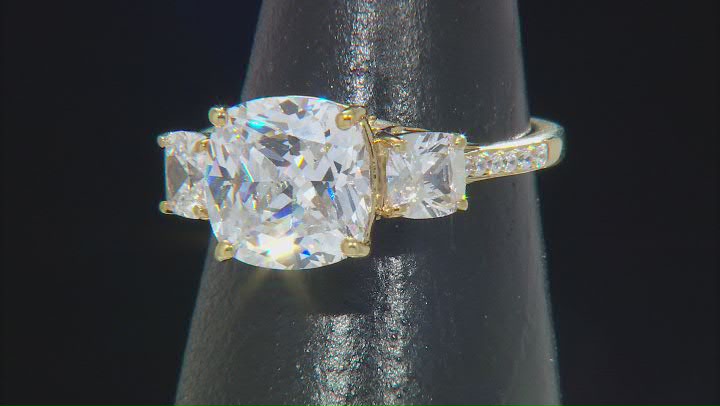 White Cubic Zirconia 18k Yellow Gold Over Sterling Silver Ring 8.35ctw Video Thumbnail