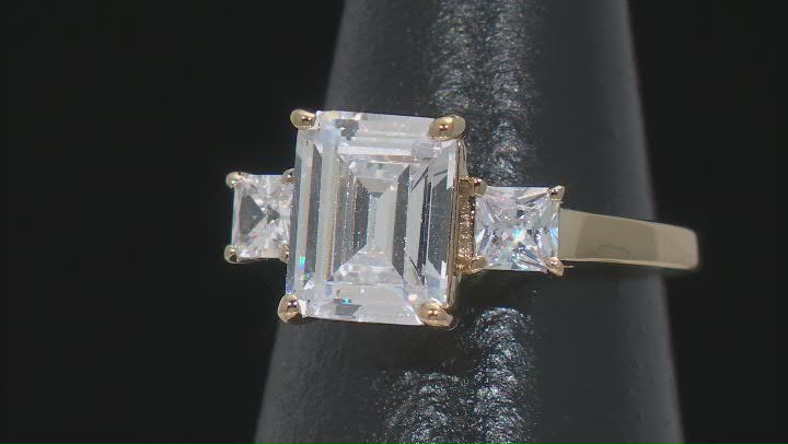 White Cubic Zirconia 18k Yellow Gold Over Sterling Silver Ring 5.70ctw Video Thumbnail