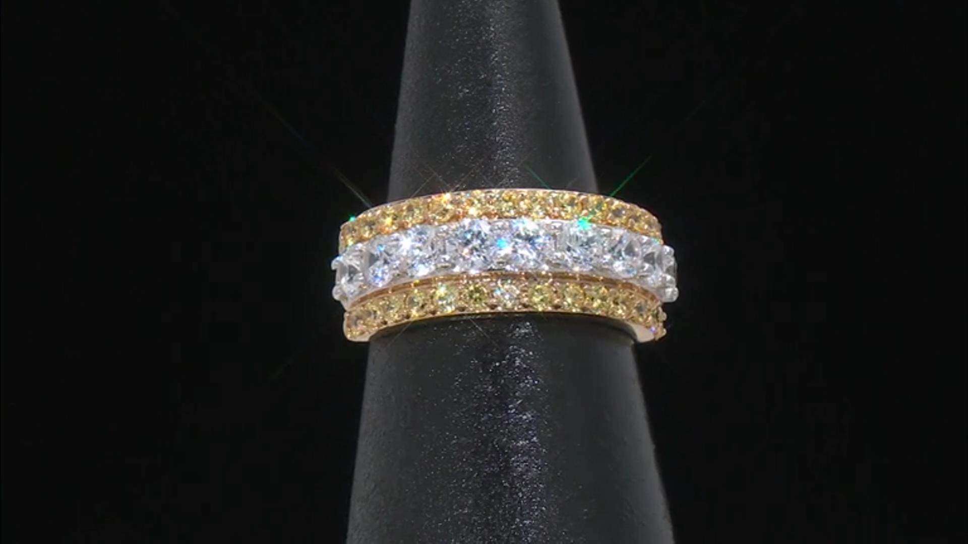 Canary And White Cubic Zirconia 18K Yellow Gold Over Sterling Silver Ring 3.00ctw Video Thumbnail