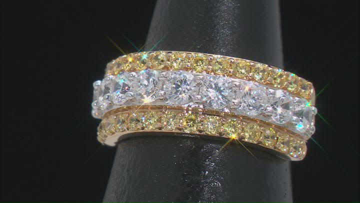 Canary And White Cubic Zirconia 18K Yellow Gold Over Sterling Silver Ring 3.00ctw Video Thumbnail
