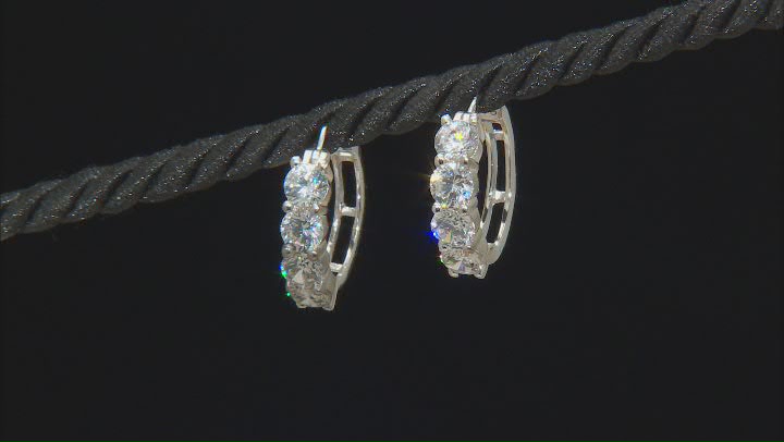 White Cubic Zirconia Rhodium Over Sterling Silver Hoops 5.50ctw Video Thumbnail