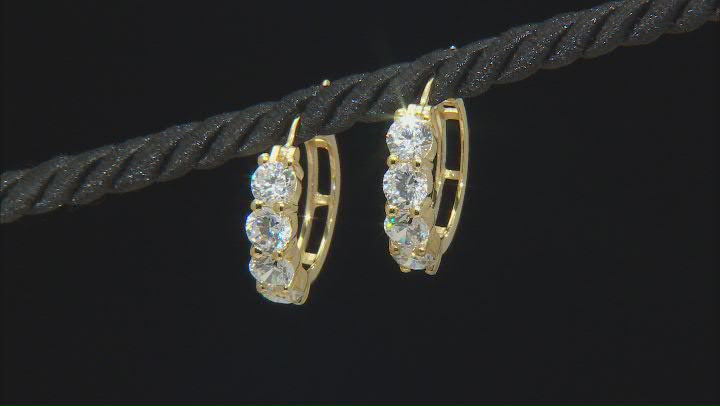 White Cubic Zirconia 18k Yellow Gold Over Sterling Silver Hoops5.50ctw Video Thumbnail