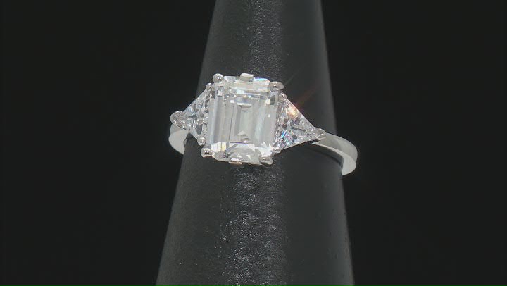 White Cubic Zirconia Platinum Over Sterling Silver Ring Set 5.36ctw Video Thumbnail