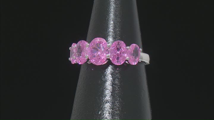 Pink Cubic Zirconia Platinum Over Sterling Silver Ring 6.25ctw Video Thumbnail