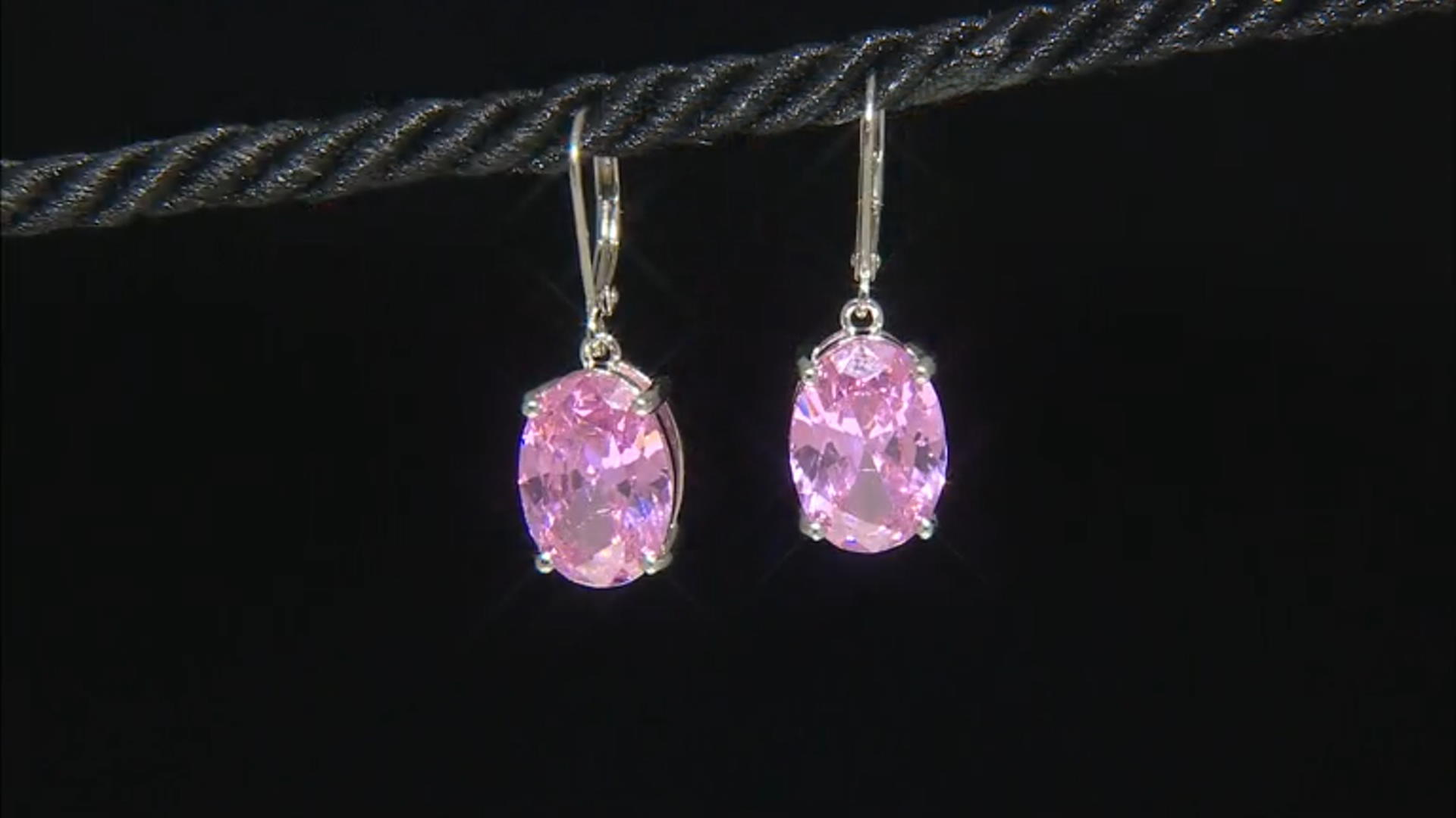 Pink Cubic Zirconia Platinum Over Sterling Silver Earrings 19.70ctw Video Thumbnail