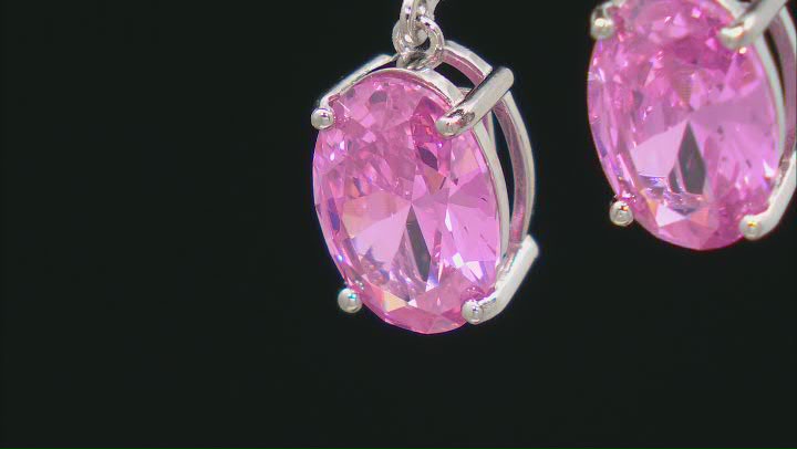Pink Cubic Zirconia Platinum Over Sterling Silver Earrings 19.70ctw Video Thumbnail