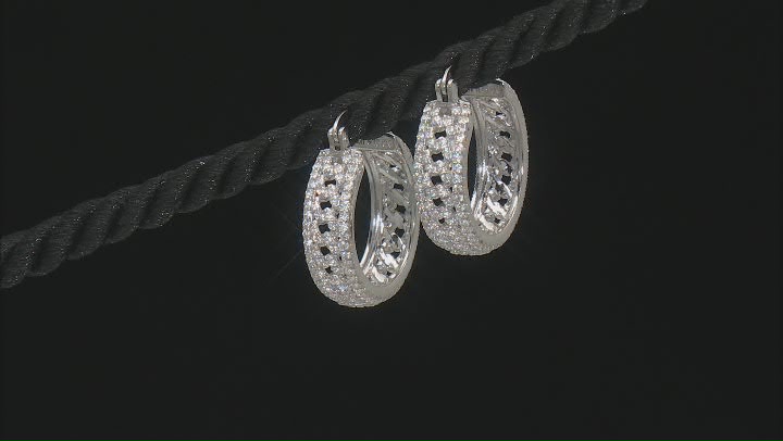 White Cubic Zirconia Rhodium Over Sterling Silver Hoops 2.88ctw Video Thumbnail
