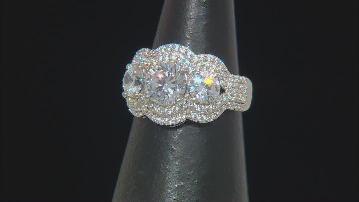 White Cubic Zirconia Platinum Over Sterling Silver Ring 5.09ctw Video Thumbnail