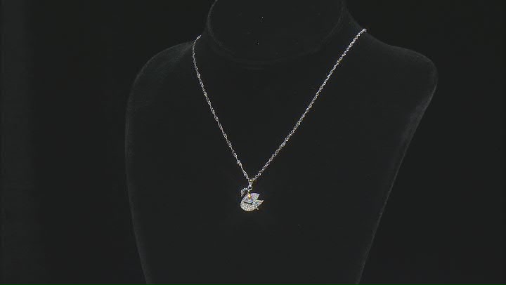 White Cubic Zirconia Rhodium Over Sterling Silver Swan Pendant With Chain 2.26ctw Video Thumbnail