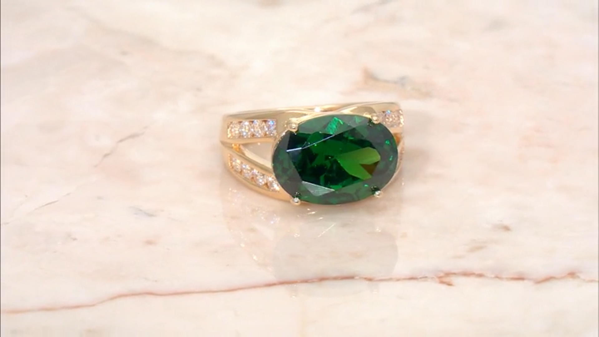 Green And White Cubic Zirconia 18k Yellow Gold Over Sterling Silver Ring 9.49ctw Video Thumbnail