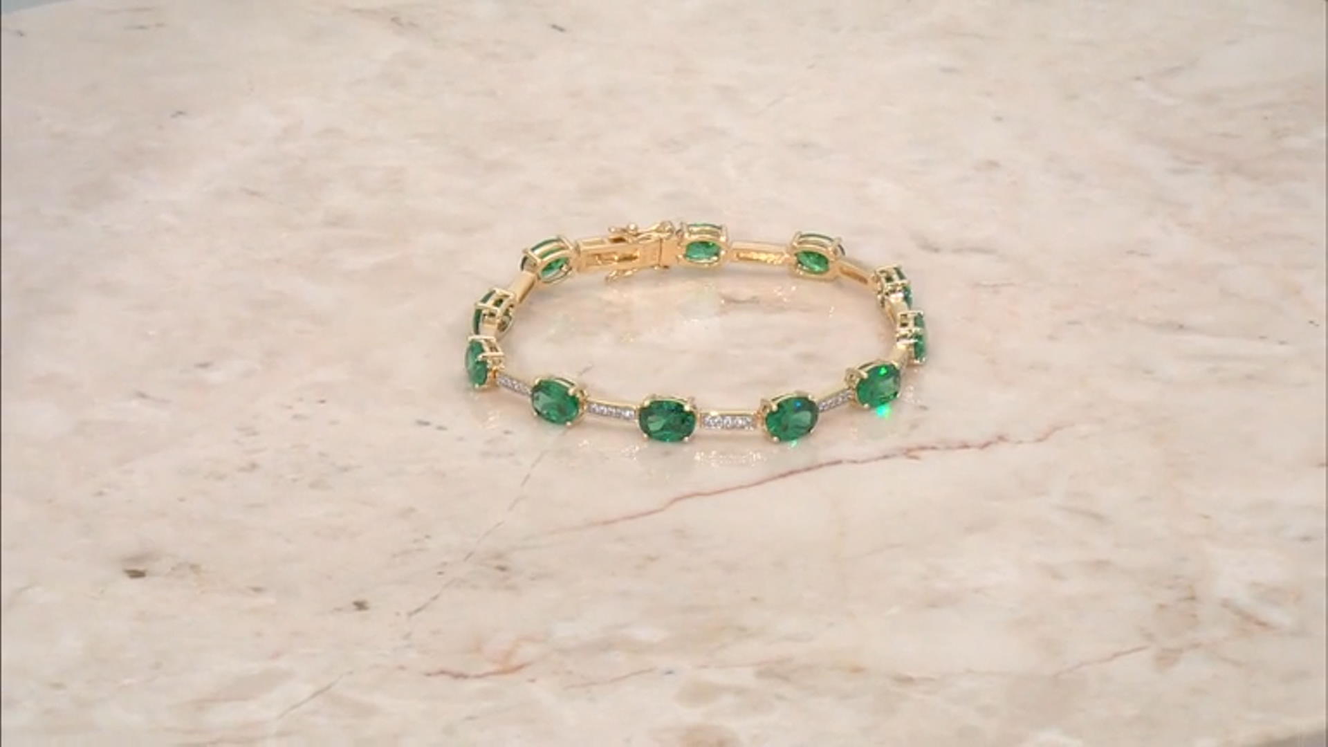 Green And White Cubic Zirconia 18k Yellow Gold Over Sterling Silver Tennis Bracelet Video Thumbnail