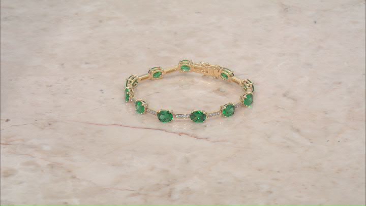 Green And White Cubic Zirconia 18k Yellow Gold Over Sterling Silver Tennis Bracelet Video Thumbnail