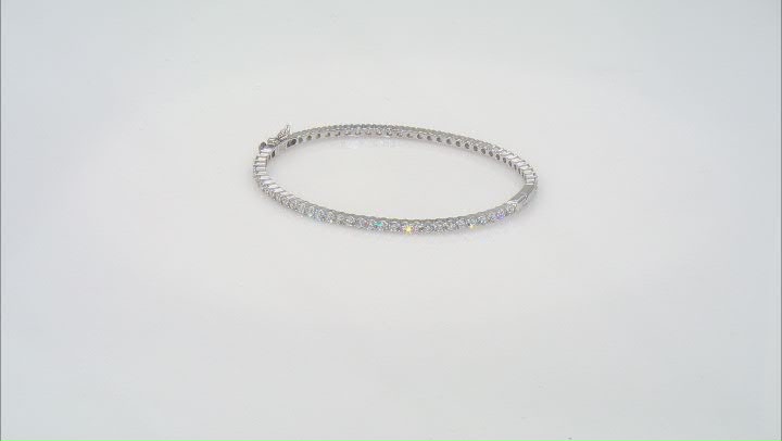 White Cubic Zirconia Rhodium Over Sterling Silver Bangle 9.85ctw Video Thumbnail
