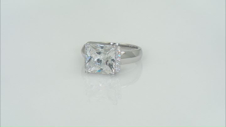 White Cubic Zirconia Platinum Over Sterling Silver Ring 7.58ctw Video Thumbnail