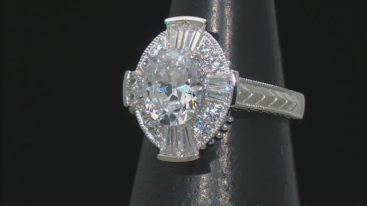White Cubic Zirconia Platinum Over Sterling Silver Ring 5.51ctw Video Thumbnail