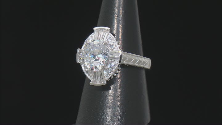 White Cubic Zirconia Platinum Over Sterling Silver Ring 5.51ctw Video Thumbnail