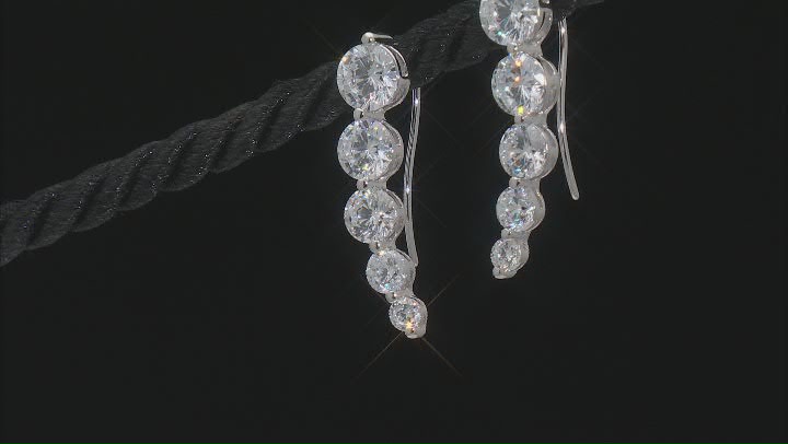 White Cubic Zirconia Rhodium Over Sterling Silver Ear Climbers 7.57ctw Video Thumbnail