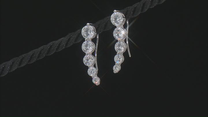 White Cubic Zirconia Rhodium Over Sterling Silver Ear Climbers 7.57ctw Video Thumbnail