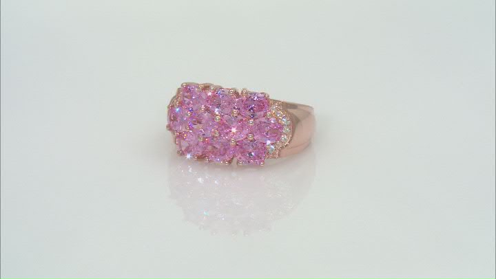 Pink And White Cubic Zirconia 18k Rose Gold Over Sterling Silver Ring 5.15ctw Video Thumbnail
