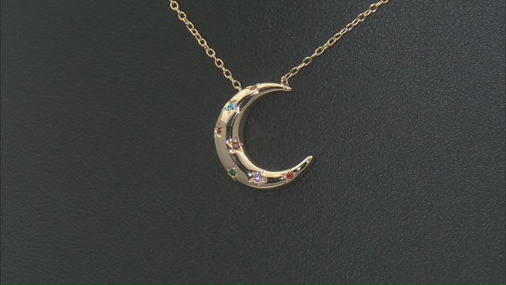 Multi-Gem Simulants 18k Yellow Gold Over Silver Celestial Necklace 0.10ctw Video Thumbnail