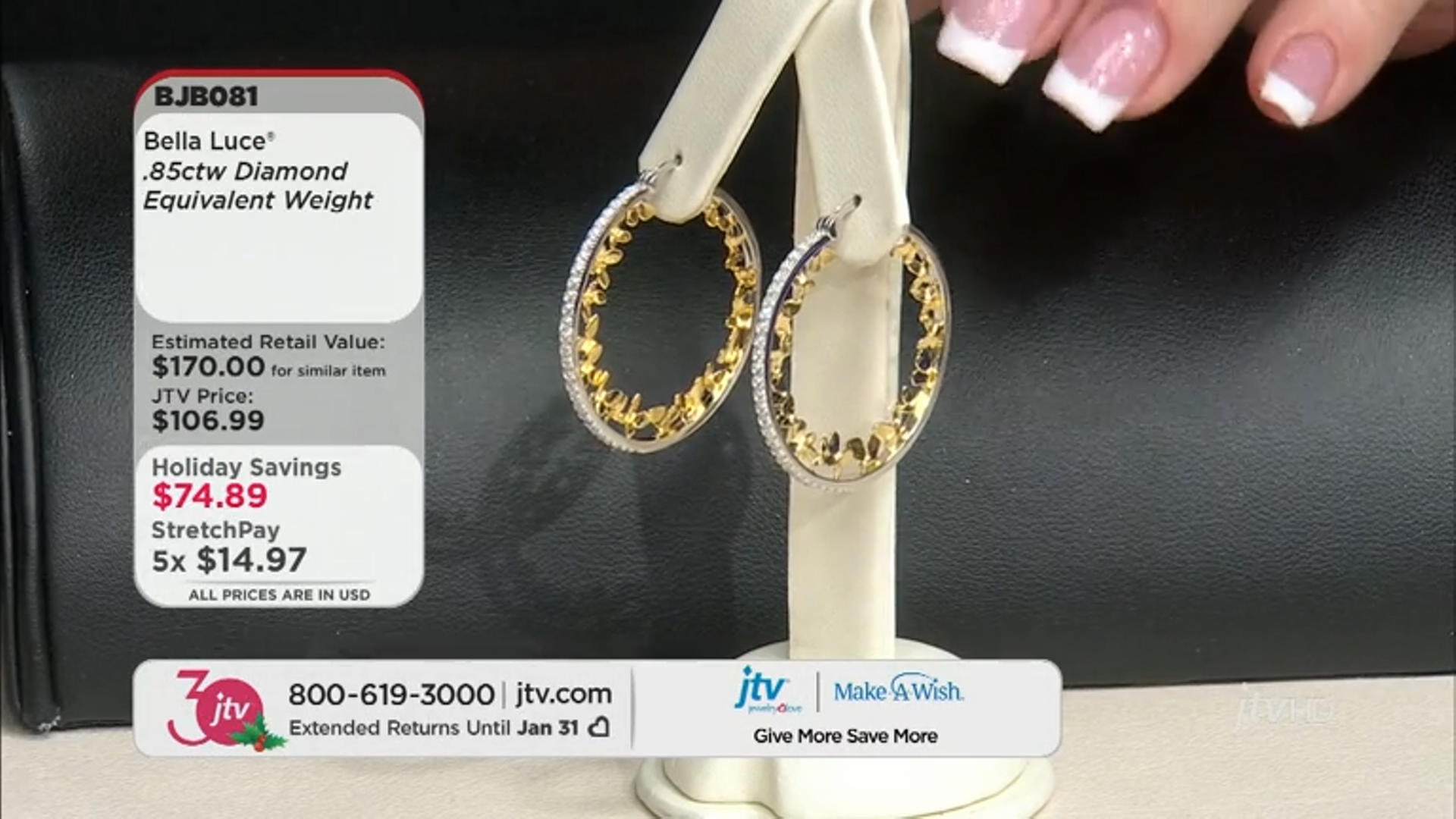 White Cubic Zirconia Rhodium And 18k Yellow Gold Over Sterling Silver Butterfly Hoops 1.41ctw Video Thumbnail