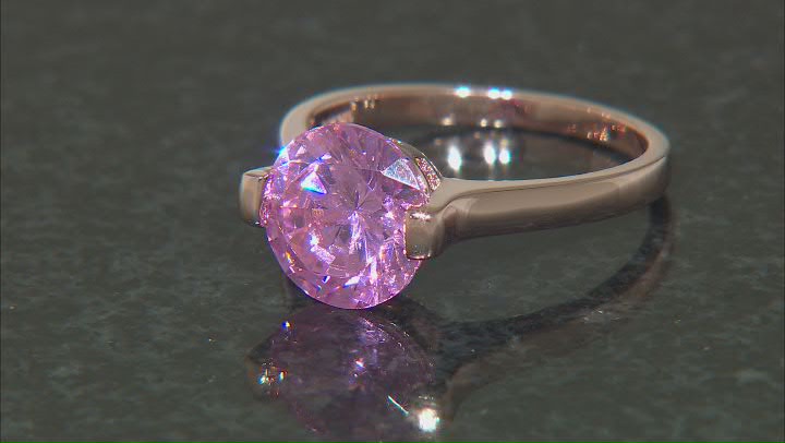Pink Cubic Zirconia 18k Rose Gold Over Sterling Silver Ring 5.96ctw Video Thumbnail