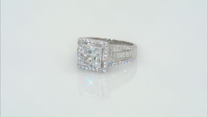 White Cubic Zirconia Platinum Over Sterling Silver Ring 5.57ctw Video Thumbnail