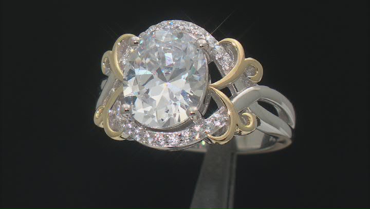 White Cubic Zirconia Rhodium And 18k Yellow Gold Over Sterling Silver Ring 7.47ctw Video Thumbnail