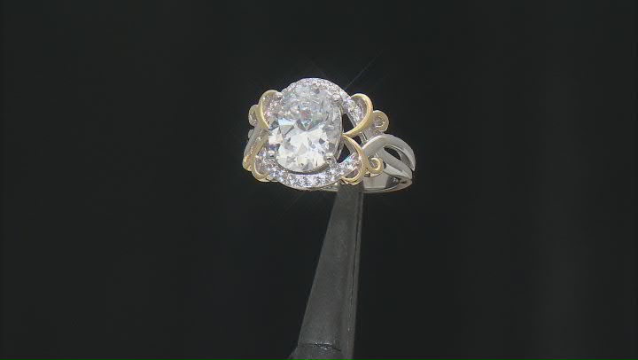 White Cubic Zirconia Rhodium And 18k Yellow Gold Over Sterling Silver Ring 7.47ctw Video Thumbnail