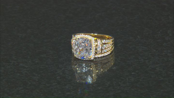 White Cubic Zirconia 18k Yellow Gold Over Sterling Silver Ring Set 8.29ctw Video Thumbnail